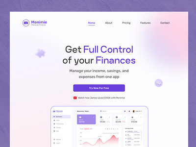Landing page design for personal finance web app - Daily UI