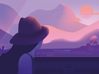 digital illustration sunset