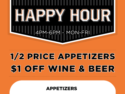 Happy Hour black happy hour orange vector