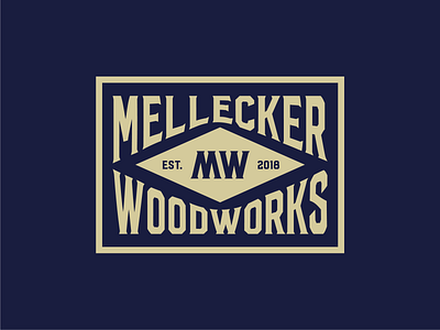 Mellecker Woodworks Diamond Badge badge branding classic design logo typography woodworking