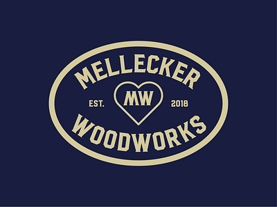 Mellecker Woodworks Heart Badge badge branding design heart logo type typography vector woodworking