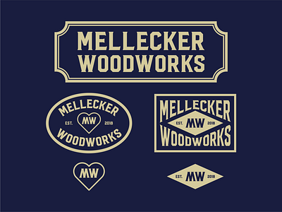 Mellecker Woodworks Branding Kit badge branding design icon logo typography vector woodworking