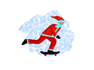 Santa Skates illustration ipad procreate santa skateboard