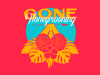 Gone Honeymooning badge design distressed drinks floral fly honeymoon illustration ipad jet palm procreate travel tropical tropical leaves type vacation