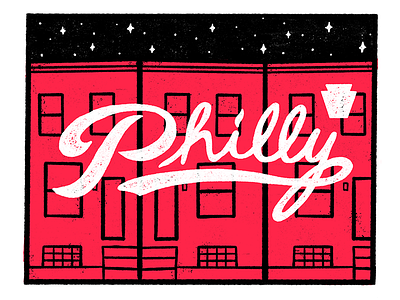 Philly Row Homes city design distressed hand lettering home illustrator ipad keystone lettering pennsylvania philadelphia philly procreate row home stars type
