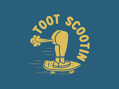 Toot Scootin badge design fart illustration ipad procreate ripper skate skateboard skateboarding toot type typography vector