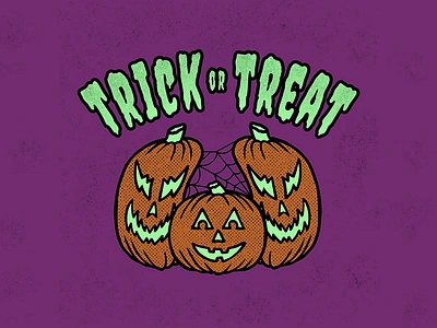 Trick or Treat badge design distressed halloween illustration ipad procreate pumpkin trick trickortreat