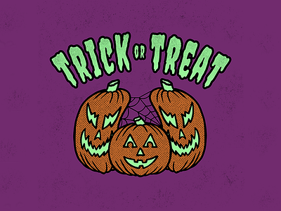 Trick or Treat badge design distressed halloween illustration ipad procreate pumpkin trick trickortreat