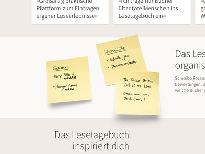 Post Its for the landing page