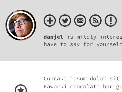 Mildly Interested cupcake ipsum follow iconmonstr network profile social network twitter