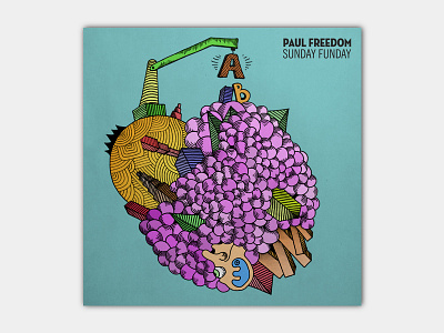 Sunday Funday album cover architecture artwork blue bubble colorful colours construction creative design font freedom illustration love music paul psychedelic purple sound typo