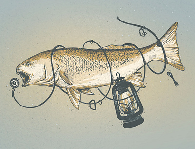 Spotail adobe fresco animal fish fishing fresco halftone nature vector wildlife