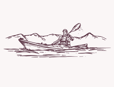 Kayaker adobefresco illustration kayaker outdoors vector
