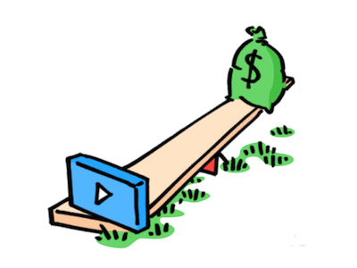Measuring Video ROI editorial illustration moneybags video