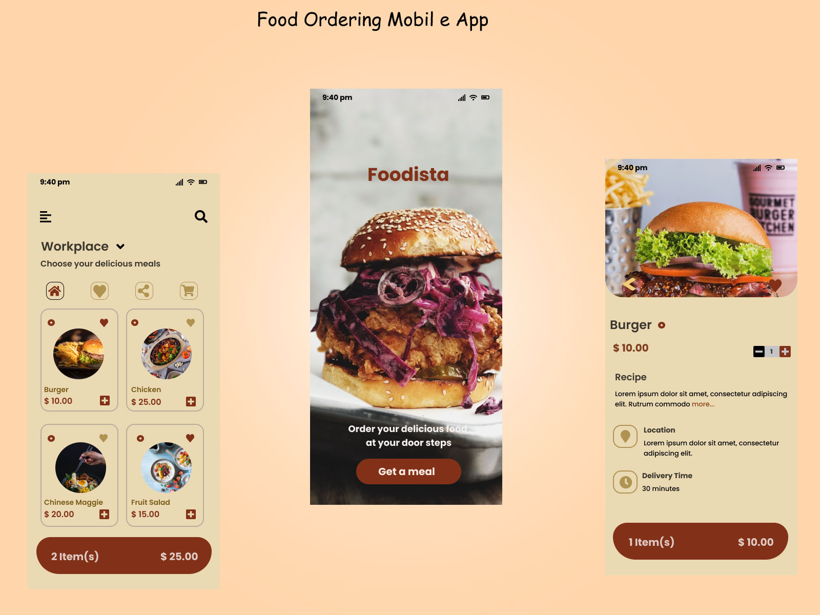 Food Ordering Mobil e App UI by Badar Tagar on Dribbble