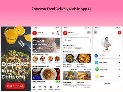 Zomatorr Food Delivery app ui ecommerce figma food mobile mobile ui ui ux