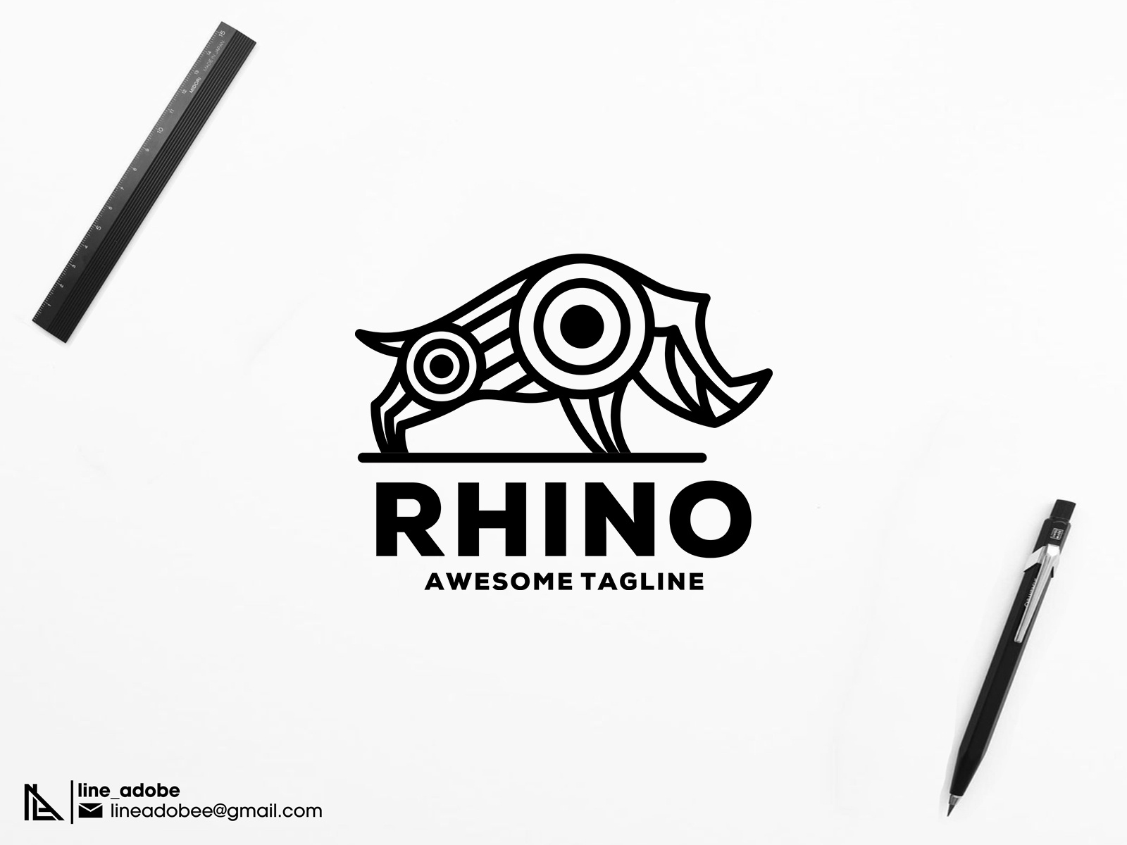 rhino line logo by line_adobe on Dribbble