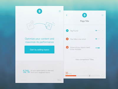 Content Optimizer analytics checklist desktop tool flat ui icons mobile progress bar user experience ux