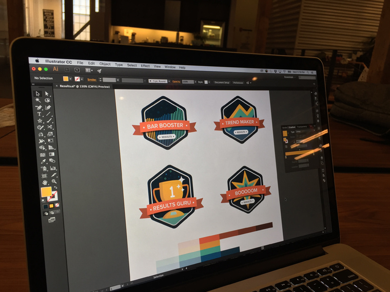 Process - Merit Stickers color palette ribbon proxima nova badges mac illustrator colorful illustration visual design sticker design stickers
