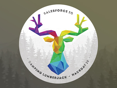 SalesforceIQ Hackday19 Sticker badge camping color deer illustration lumberjack sticker texture triangles trophy