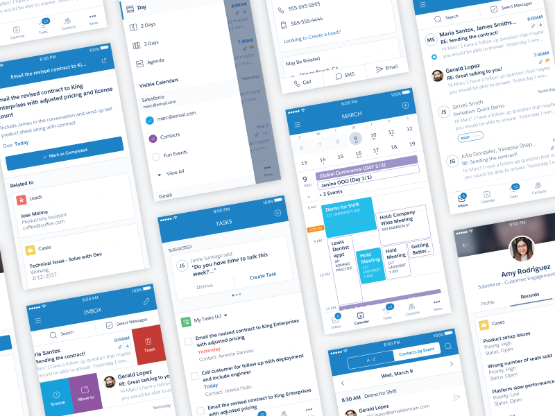 Salesforce Inbox Mobile Design ux redesign calendar app email mobile design visual design