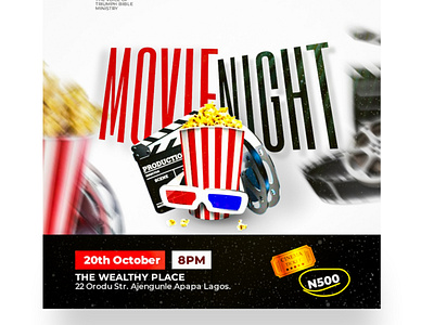 Movie Night flyer 3d animation branding design graphic design illustration logo motion graphics typography ui ux vector