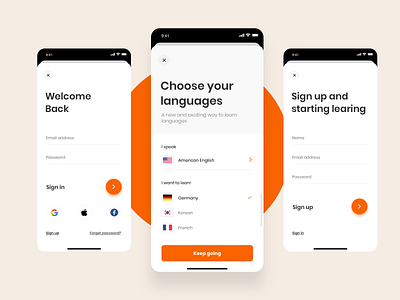 Babble Sign in / Sign up UI account app language login page register page sign in sign up travel