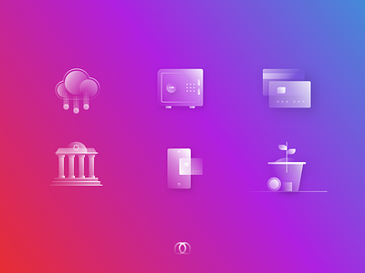 Alpha Icons set - Exploration abstract banking concept finance gradient icons pack iconset illustrations minimal minimalist sketch vector