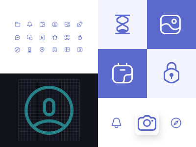 Icons set - Exploration android apps icon design icons pack icons set iconset illustration ios line icons minimal product sketch ui uxdesign web