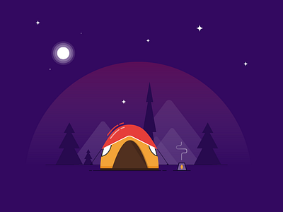 Creative Designer camping illustration.