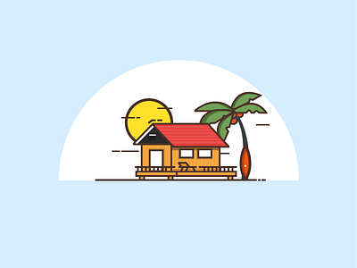 Bungalow illustration awesome color design doodles fun house hut illustration india style westcoast