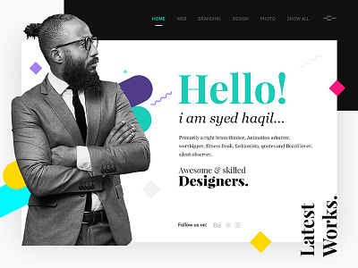 Daily UI#11 Syed Haqil - Designer Portfolio design landing minimal minimalistic page personal portfolio shapes typography ui ux webdesign