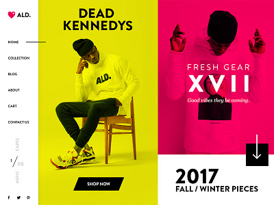 Daily UI #17 - ALD Men Fashion collection. 2017 challenge fashion flat header product serious ui web website