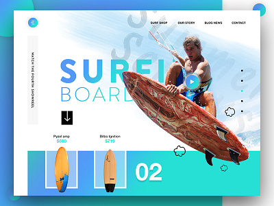 Daily UI #23 - Extreme Sport Surfing Board. creative design landing minimal minimalist page sports surfing swimming ui ux web