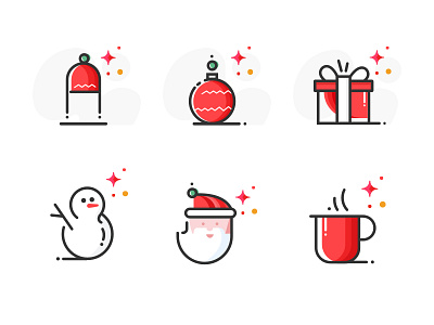 Icons Set christmas flat gift icon icons illustration merry new package stroke year