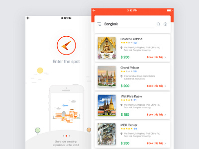 Traveller App app application flat icon interface ios minimal timeline travel ui ux