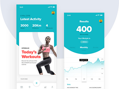 2019 Fitness App UI design fitness app gym minimal ui workouts