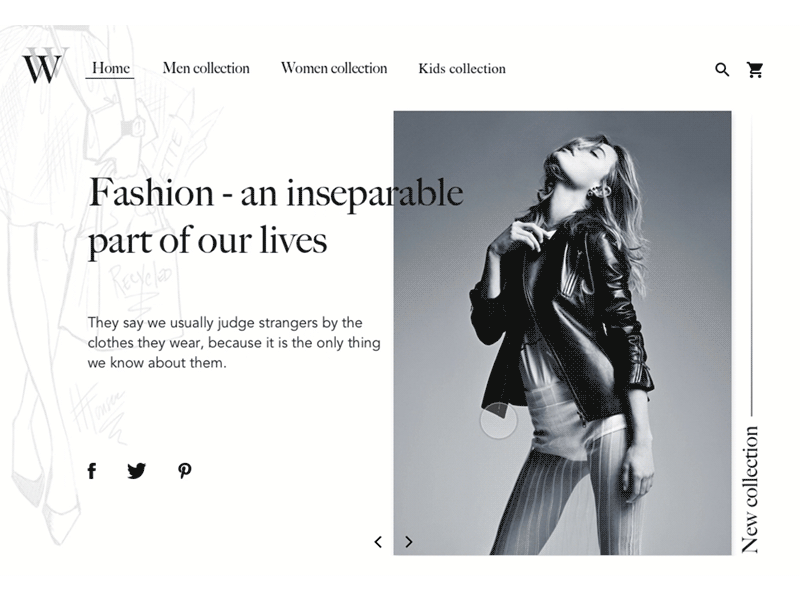 Fashion Website Animation black bnw canvas clothes fancy fashion gif homepage main page web website white