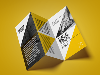 Free Trifold Leaflet Mockup design download flyer freebie leaflet mockup photoshop psd tri fold trifold