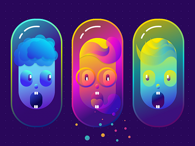 Capsule Heads blue bubble capsule cosmos cyan gradients pink purple red space universe