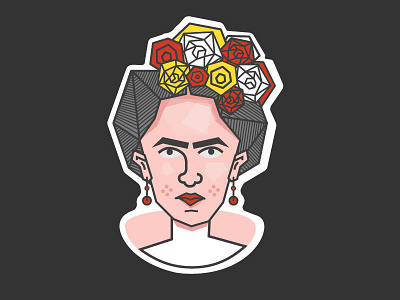 Frida art artist frida grey illustration kahlo red soozayq sticker vector white yellow