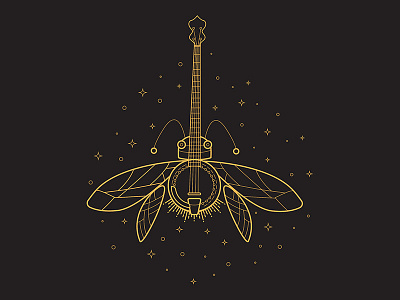 'Like a Firefly' Artwork album art banjo firefly golden line music song tshirt