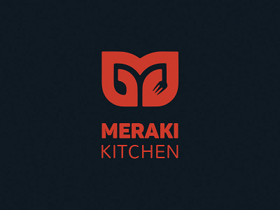 Meraki Kitchen Logo biriyani branding flame food kitchen logo red