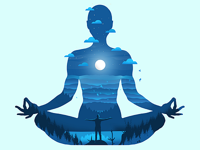 Explore within Illustration explore health meditation mental travel within yoga