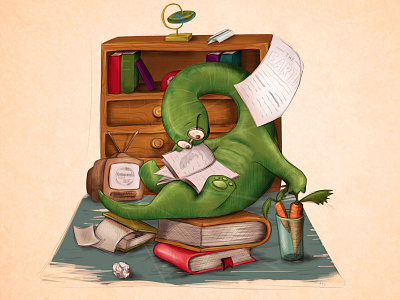 Dino books dinosaur illustration tv vintage