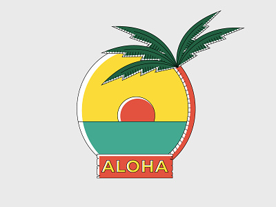 Aloha aloha beach hawaii holiday illustration palm sea simple summer sunset vacation