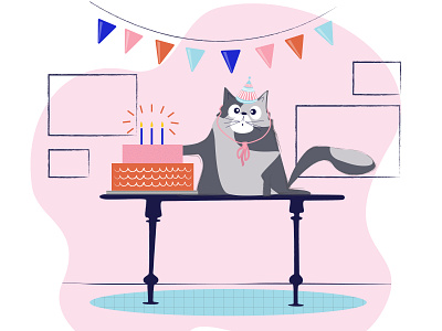 Happy birthday human birthday birthday cake birthday cat birthday illustration birthday invitation birthday party birthday present cake cat cat illustration cute cute animal cute cat design happy birthday illustration illustrator kitty present