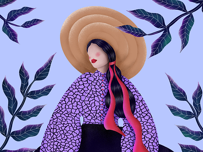 Girl with hat botanical character female female illustration female portrait girl girl illustration hat illustration leaf leaves nature patterns plant plants portrait woman woman illustration woman portrait women