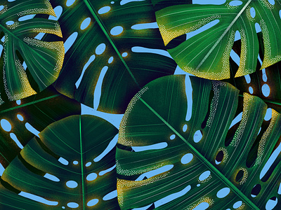 Leaves patter I - Monstera deliciosa botanic botanical digital art digital drawing digital illustration illustration leaf leaves monstera monstera deliciosa plant plant illustration procreate