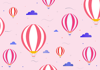 Air Balloon Pattern 2d adobe airballoon clouds illustration illustrator patten patterns vector